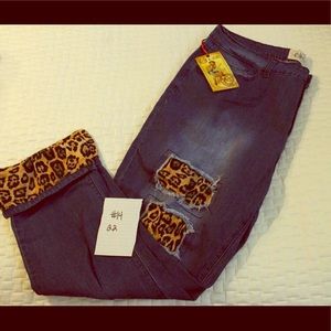 Leopard patch jeans